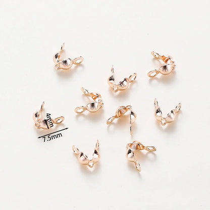14K 18K Real Gold Plated Double Hole End Clasp Beads Open Cover Crimp Connector Beads For DIY Jewelry Making Necklace Component