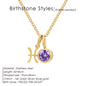 SUNIBI Stainless Steel Birthstone Zodiac Double Pendant Necklace for Woman12 Constellation Birthday Gift DIY Jewelry Wholesale