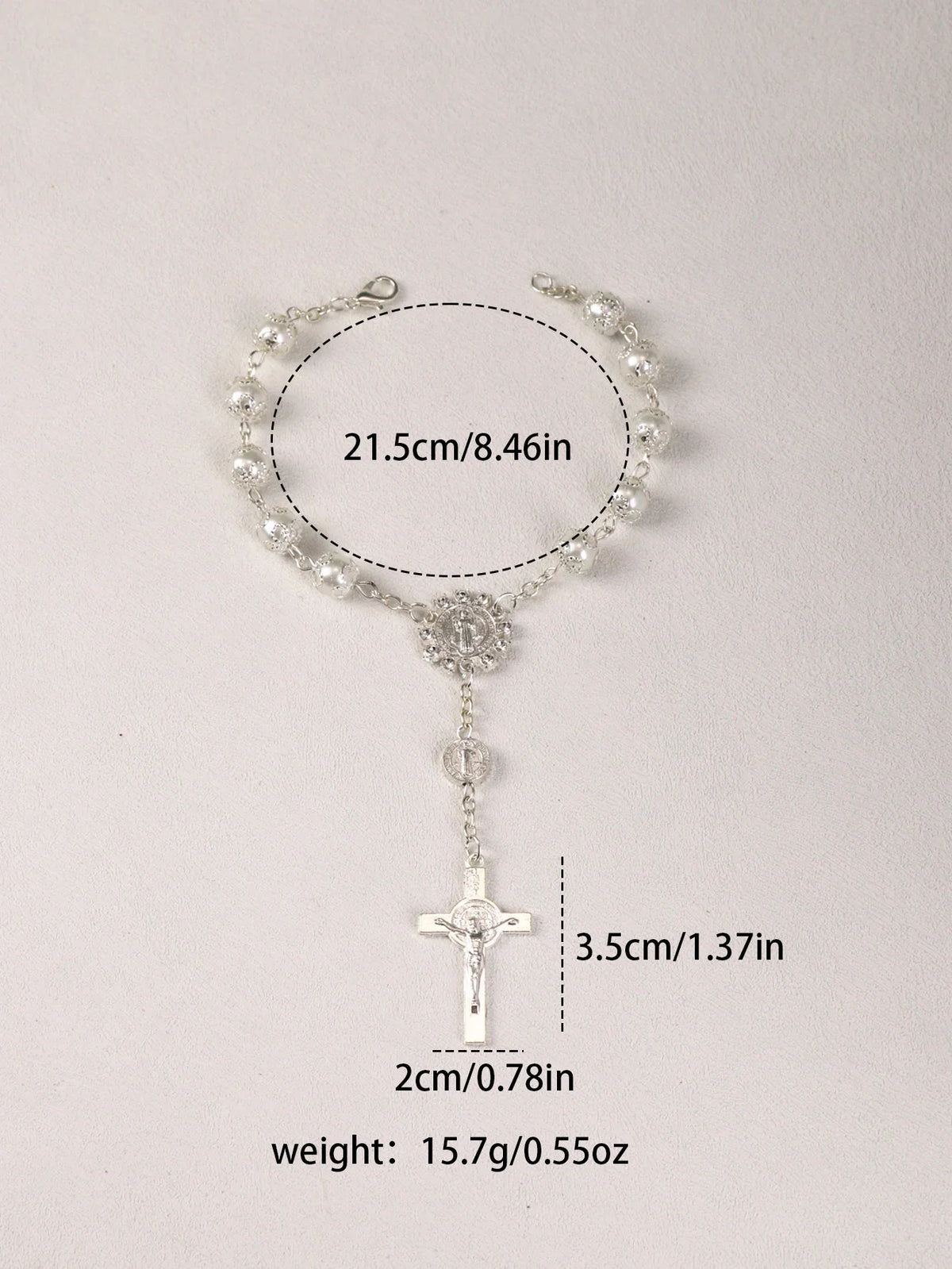 One Decade Auto Rosary Beads Catholic Bracelet Saint Benedict Crucifix Divine Mercy Gift for Women Men