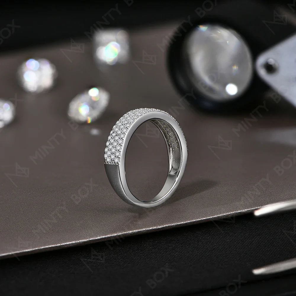 MINTYBOX Moissanite Wedding Band S925 Sterling Silver Ring for Women Lab Diamond Stackable Rings Engagement Fine Jewelry Gift