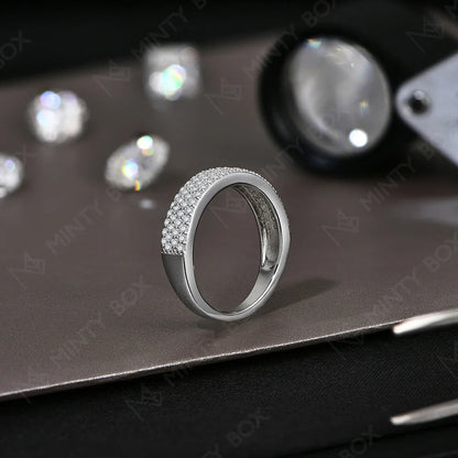 MINTYBOX Moissanite Wedding Band S925 Sterling Silver Ring for Women Lab Diamond Stackable Rings Engagement Fine Jewelry Gift