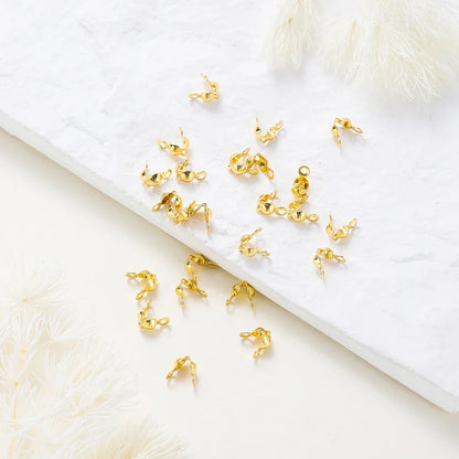 14K 18K Real Gold Plated Double Hole End Clasp Beads Open Cover Crimp Connector Beads For DIY Jewelry Making Necklace Component