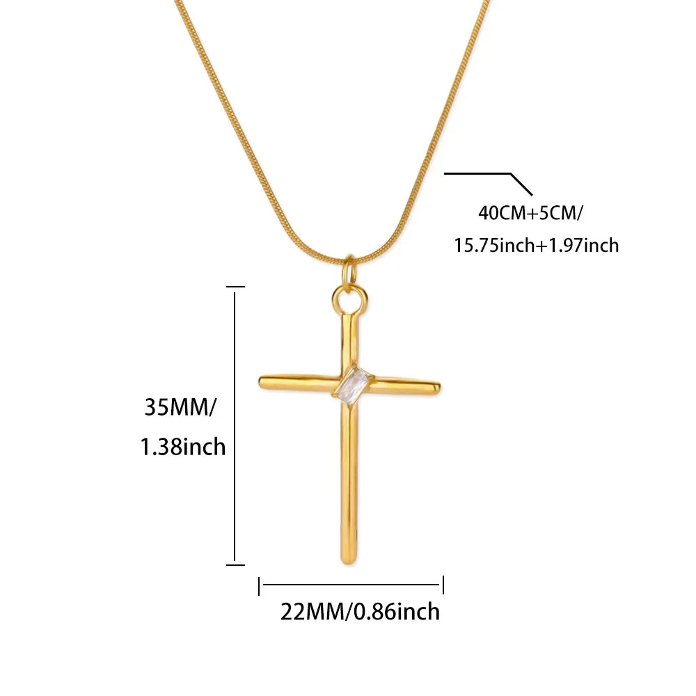 Cross Goddess Pendant Necklace for Women Stainless Steel 316L Gold Color Necklace 2025 New Party Jewelry Aesthetic Accessories