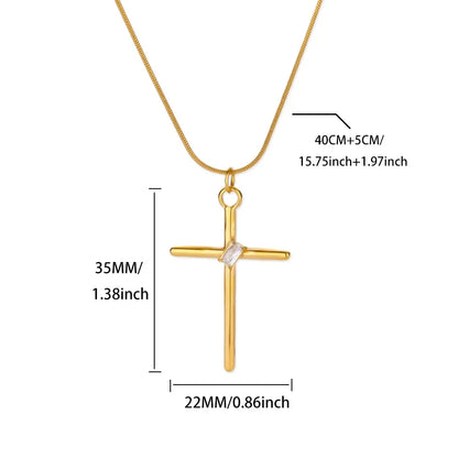 Cross Goddess Pendant Necklace for Women Stainless Steel 316L Gold Color Necklace 2025 New Party Jewelry Aesthetic Accessories