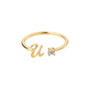 Zircon Tiny Initial Letter Rings For Women Stainless Steel A-Z Letters Adjustable Ring Female Christmas Aesthetic Jewelry Gift