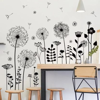 2pcs Dandelion Wall Sticker Set | Self-Adhesive Wall Decor for Bedroom Living Room