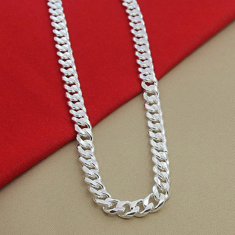 Aravant 925 Silver 10MM Necklace Bracelets Chain Set For Men Women Fashion Jewelry