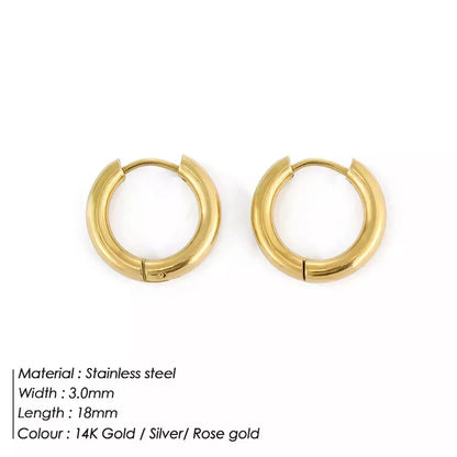 Retro Minimalism Stainless Steel Hoop Earrings for Woman Girls Gold Color Metal Circle Earring Party Gifts Simple Jewelry