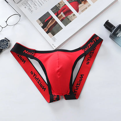 Men Sexy Gay Thongs Polyester Cueca Hombre Jockstrap Men Erotic Open Back Underwear Mens Erotic Low Waist Thong T Shape G String