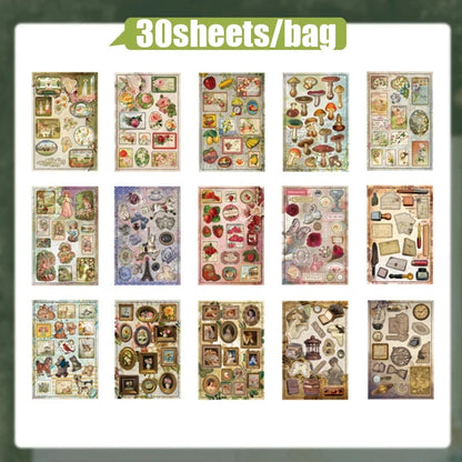 Vintage Sticker Book Collection | 30pcs Retro Amusement Park Tour Decals