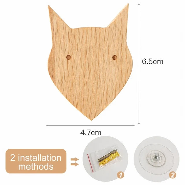 Wooden Animal Hook | Cute Wall Mounted Coat and Key Holder