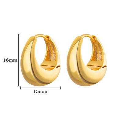 Chunky Drop Hoop Earrings for Women Stainless Steel Gold Color Piercing Earring 2024 Trend New In Trend Jewelry aretes mujer