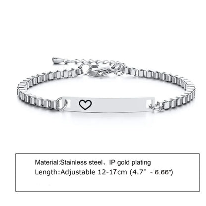 Custom Personalized Name ID Bracelet Gilrs Boy Gifts, Stainless Steel Curb Chain Link Crown Bracelet Not Allergic
