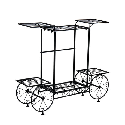 Garden Cart Stand Flower Pot Holder Display Rack Home Plant Stand - Multi-Functional Garden Storage Organizer