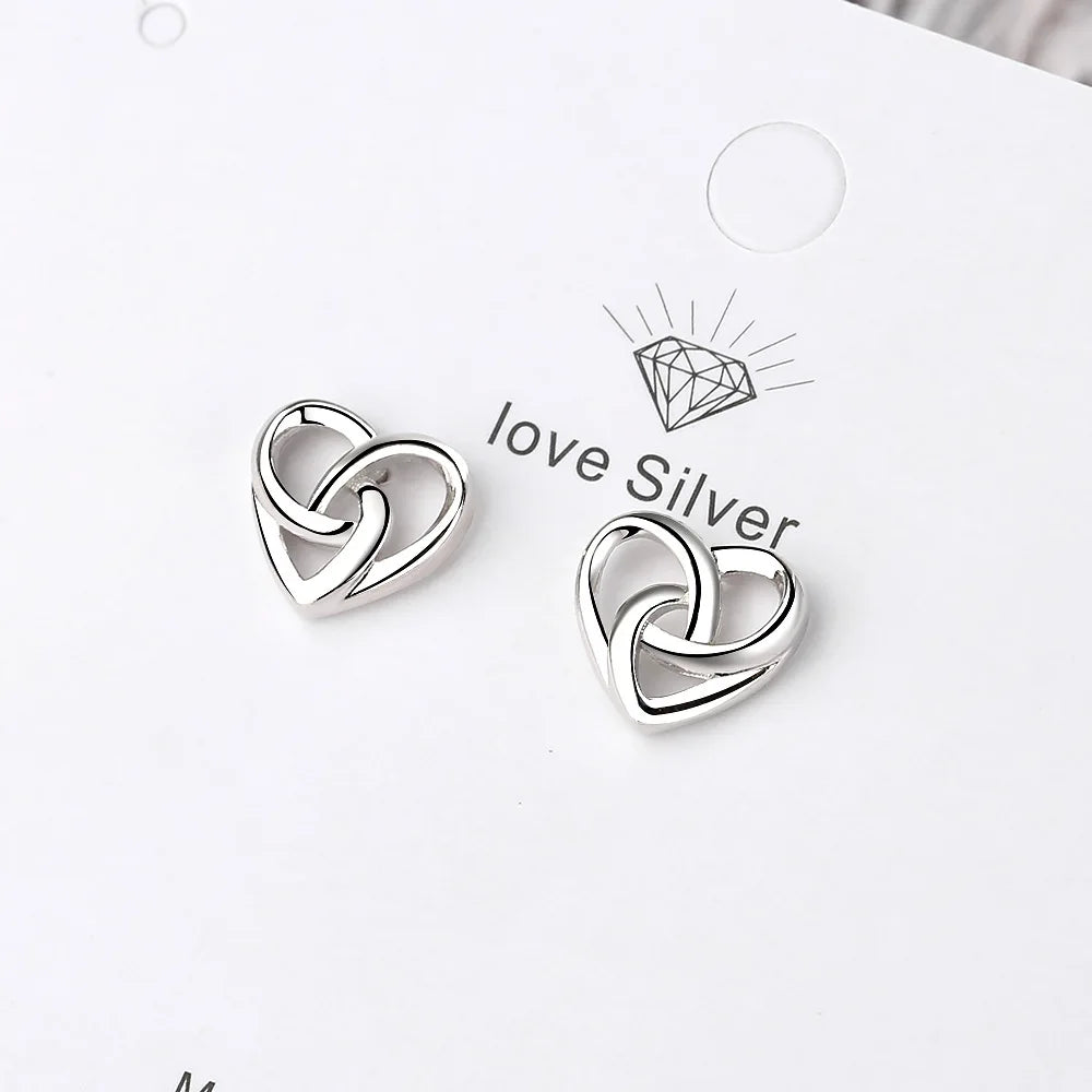 925 Sterling Silver Love Heart Stud Earrings | Classic Fine Jewelry for Women