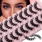 10 Pairs Russian Strip Lashes DD Curl | Fluffy Wispy Faux Mink Eyelashes Pack