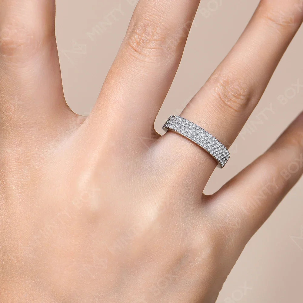 MINTYBOX Moissanite Wedding Band S925 Sterling Silver Ring for Women Lab Diamond Stackable Rings Engagement Fine Jewelry Gift