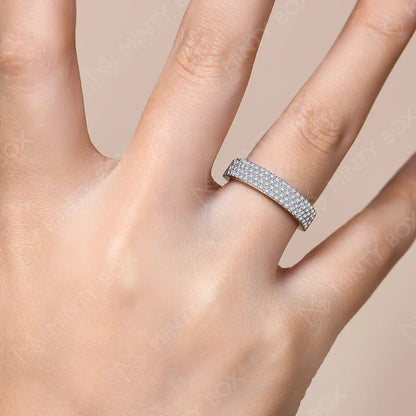 MINTYBOX Moissanite Wedding Band S925 Sterling Silver Ring for Women Lab Diamond Stackable Rings Engagement Fine Jewelry Gift