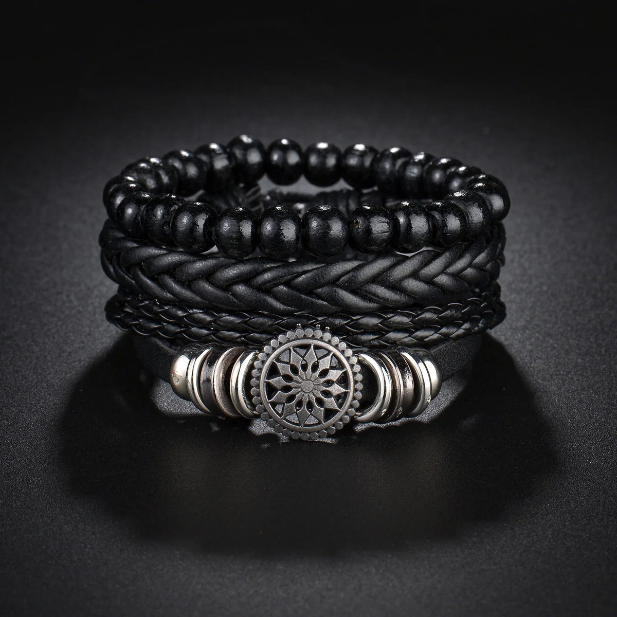 MeMolissa New Fashion Braided Wrap Leather Bracelets for Men High Quality Vintage Charm Wood Beads Ethnic Tribal Wristbands