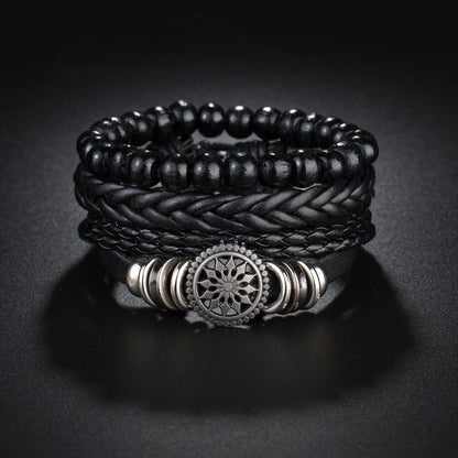 MeMolissa New Fashion Braided Wrap Leather Bracelets for Men High Quality Vintage Charm Wood Beads Ethnic Tribal Wristbands