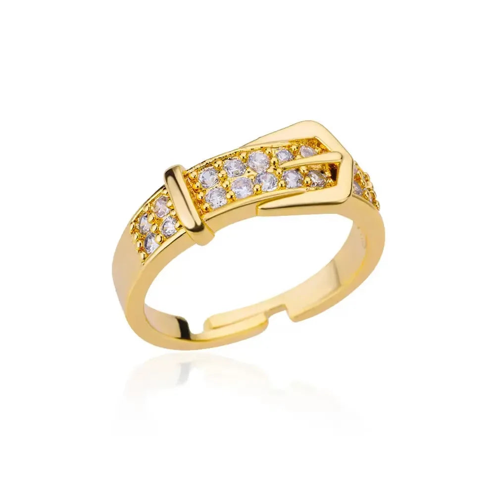 Anillos Gold Color Cubic Zirconia Chic Rings For Women 2025 Punk Elegant Wedding Party Aesthetic Stainless Steel Ring Jewelry