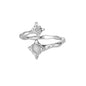 Zircon Flower Rings For Women Gold Color Double Flower Adjustable Stainless Steel Ring Wedding Party Christmas Jewelry Gift