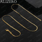 ALIZERO 18K Gold Exquisite 2mm Flat Chain Necklaces 16/18/20/22/24/26/28/30 Inches Women Men Fashion Fine Jewelry Wholesale
