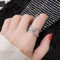 Luxury Double Layers Zircon Rings for Women Gold Plated Opening Stainless Steel Ring Trend Aesthetic Party Wedding Jewelry