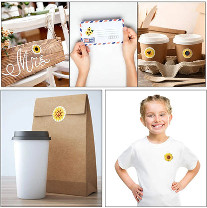 Sunflower Stickers Roll | 100-500PCS Small Labels for Packaging and Decor