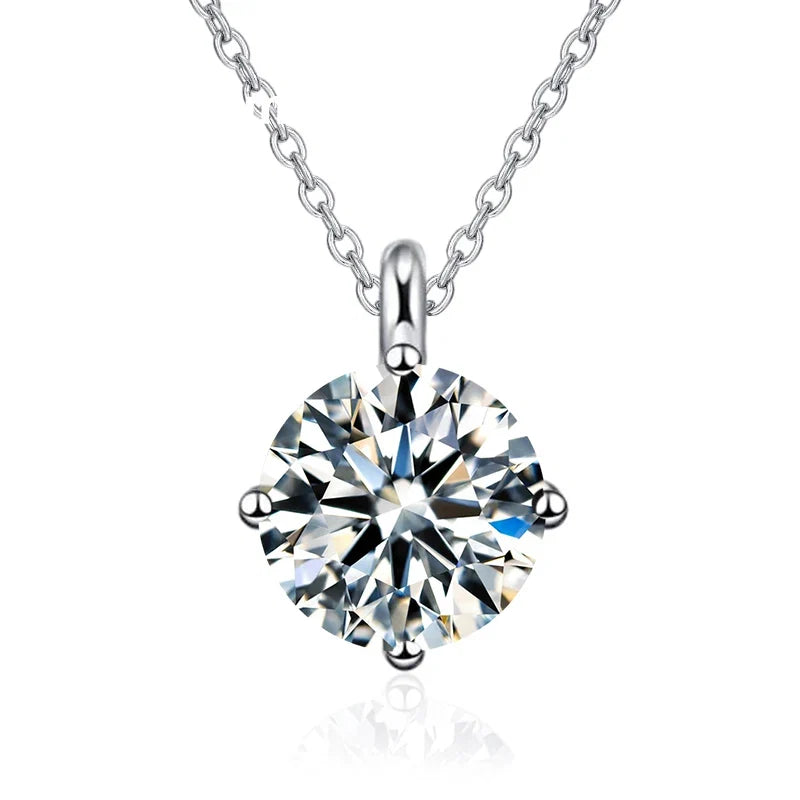 NeeTim 1CT 2CT Real Moissanite Pendant Necklace For Women Top Quality 925 Sterling Silver Wedding Party Bridal Luxury Jewelry