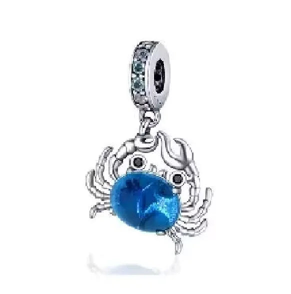 European Summer Blue Series Turtle Flower Pendant Fit S925 European 925 Sterling Silver Bracelet Bangles Necklace