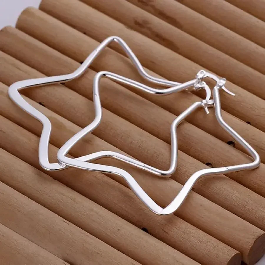 hot sale 925 Sterling silver big earrings lovely nice fashion classic star Earring Jewelry for party gifts women lady
