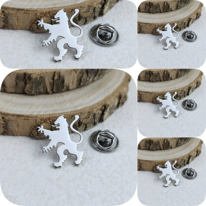 New upright lion men's lapel pin, 316L stainless steel gold-plated badge, black brooch for suit accessories, gift for father