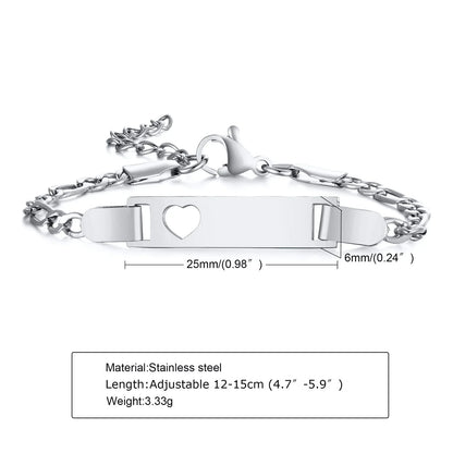 Custom Personalized Name ID Bracelet Gilrs Boy Gifts, Stainless Steel Curb Chain Link Crown Bracelet Not Allergic