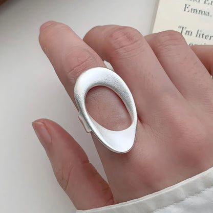 925 Sterling Silver Frosting Geometry Ring | Textured Wide Band for Women