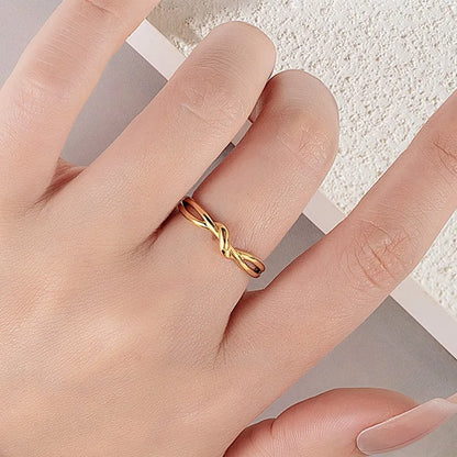 Stainless Steel Knot Ring Wedding Band for Women Girl Size 5-10
