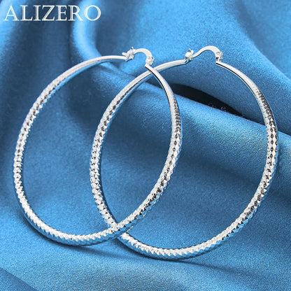 ALIZERO 925 Sterling Silver Earrings Simple Round Circle Hoop Earrings For Woman Fashion Wedding Engagement Charm Jewelry Gifts