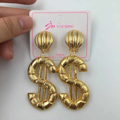 Simple Fashion Earrings for Women Girl Geometric Dubai Gold Plated Drop Earrings Exquisite Creative Wedding Bride Jewelry Party