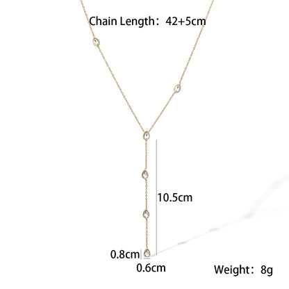 NEWBUY Fashion Gold Color Stainless Steel Choker Necklaces For Women Delicate White/Green/Red CZ Zircon Inlay Jewelry