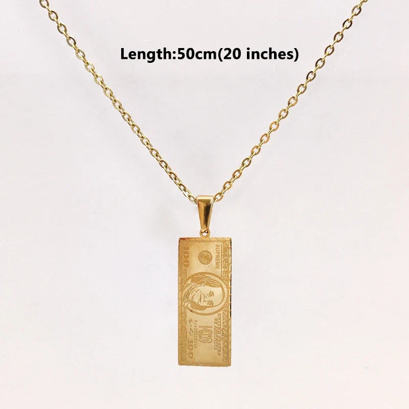 Waterproof 18K Gold Plated Bar Charm Pendant Stainless Steel Us Dollar Custom Pendant