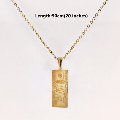Waterproof 18K Gold Plated Bar Charm Pendant Stainless Steel Us Dollar Custom Pendant