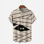 New men's street fashion summer daily shirt Hawaiian colorful rainbow print casual loose shirt short sleeved beach loose top