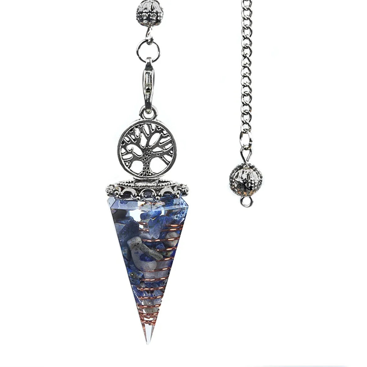 20x52mm Natural Stone Pendulum Necklaces Tree of Life Hexagonal Cone Crushed Stone Amethysts Chakra Pendant Jewelry Accessories