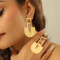African 18k Gold Color Jewelry Set for Party Clip Earrings and Finger Ring 2Pcs Set for Engagement Dubai Earrings Ring Jewelry