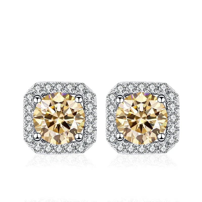 NeeTim 0.5ct 1ct Pink Moissanite Studs Earrings for Women 925 Sterling Silver Black Blue Grey Sparkling Lab Diamond Stud Earring