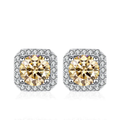 NeeTim 0.5ct 1ct Pink Moissanite Studs Earrings for Women 925 Sterling Silver Black Blue Grey Sparkling Lab Diamond Stud Earring