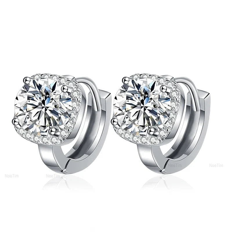 NeeTim 0.5ct 1ct Rainbow Color Moissanite Studs Earrings for Women S925 Silver Black Blue Pink Lab Diamond Wedding Stud Earring