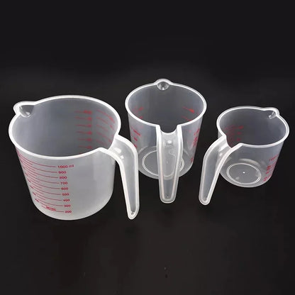 3pcs Plastic Liquid Measuring Cups Set | Baking Kitchen Tools with PVC Scale 250/500/1000ml