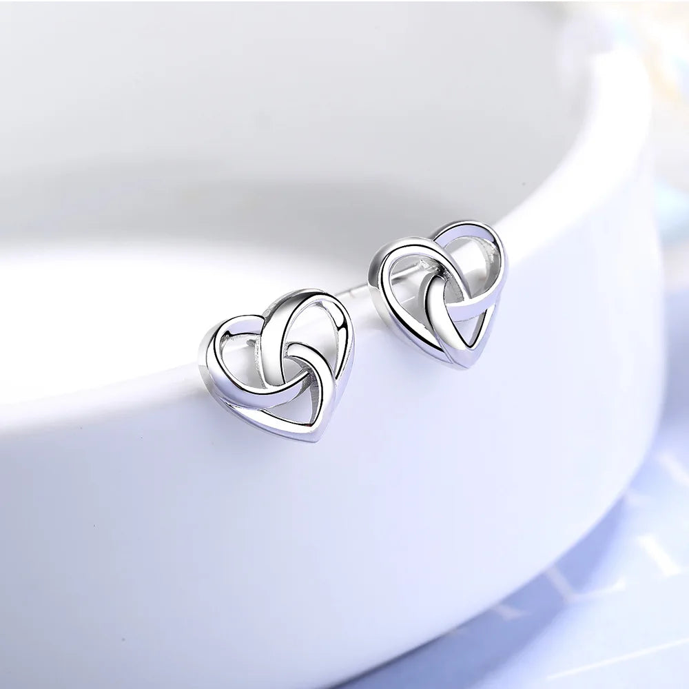 925 Sterling Silver Love Heart Stud Earrings | Classic Fine Jewelry for Women