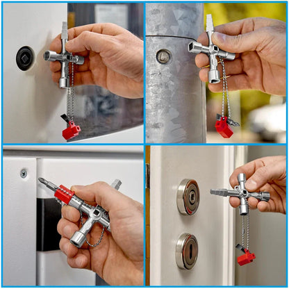 4in1 Silver Key Wrench Set | Electrical Elevator Control Cabinet Screwdriver Tool